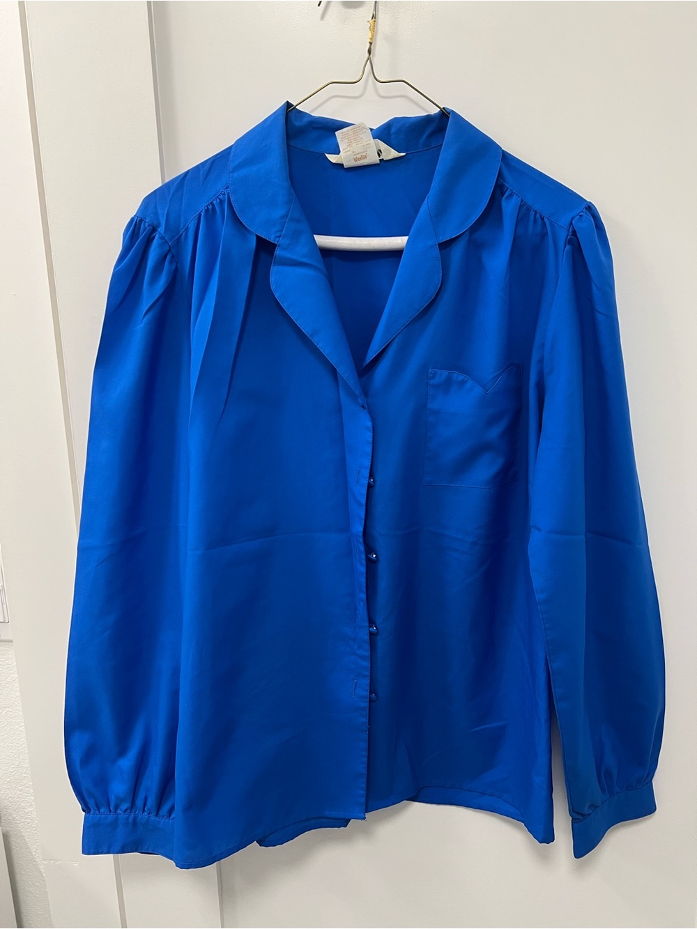 Vintage blouse size 12 Blue Button-Up Blouse long sleeve Jasara